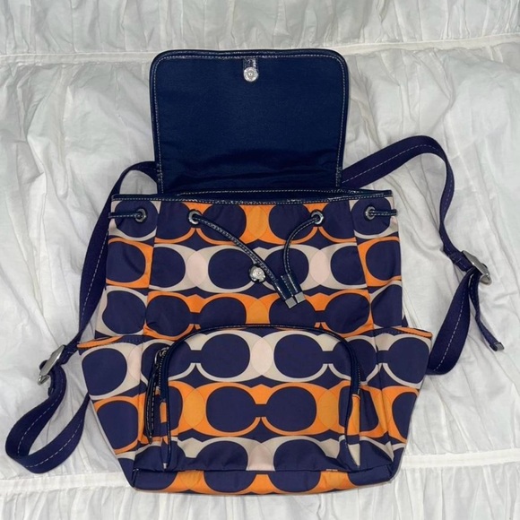 Coach Navy and Orange Backpack